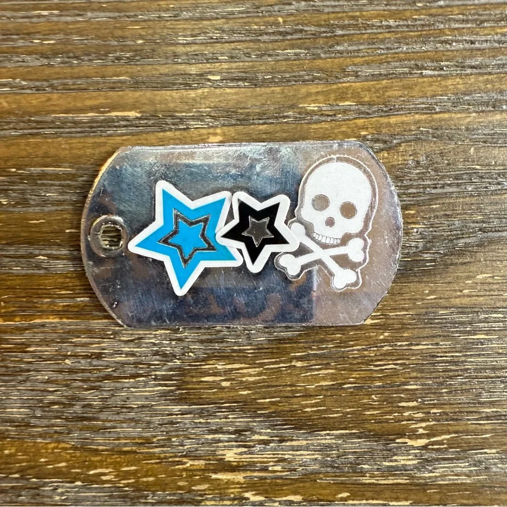Kids Dare Devil Dog Tag Pendant - Black, Blue and Silver